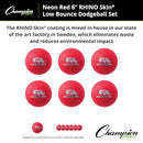 Champion Sports 6" Neon Red Rhino Skin Low Bounce Dodgeball Set - X004RPVWKR - Brand New