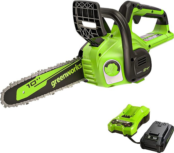 Greenworks 24V 10" Cordless Compact Chainsaw 2.0Ah Battery and Charger Included Like New