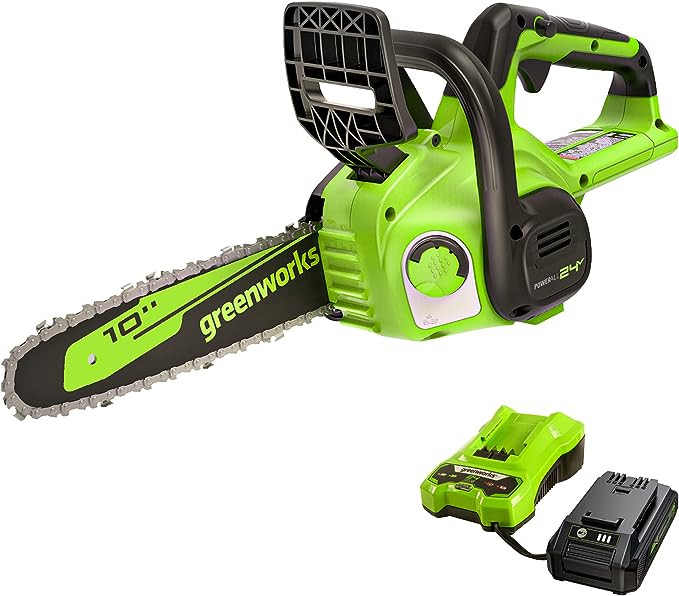 Greenworks 24V 10" Cordless Compact Chainsaw 2.0Ah Battery and Charger Included - Like New