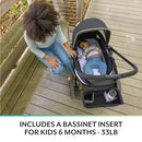 EVENFLO PIVOT XPLORE DREAMZ ALL-TERRAIN STROLLER BASSINET,18912482 - BLACK - Like New
