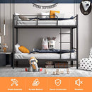 Noillats Metal Bunk Bed Twin Over Twin with Ladder, Safety Guard - Black - Like New