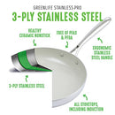 GREENLIFE TRI-PLY STAINLESS STEEL HEALTHY CERAMIC NONSTICK, 11" FRYING PAN - Brand New