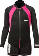 Cressi Kids Swimsuit Long Sleeve One Piece Swimsuits, Black/Pink, M - Brand New