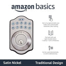 AMAZON BASICS TRADITIONAL ELECTRONIC KEYPAD DEADBOLT DOOR KEYLESS ENTRY - Satin - Brand New