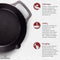 CUISINEL PRE-SEASONED CAST IRON DUAL HANDLE SKILLET 8/10/12 IN , BLACK/RED Like New