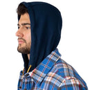 FIELD & STREAM MEN'S WIDGEON WAFFLE HOODED FLANNEL SHIRT 2XL SECURE BLUE PLAID - Like New