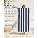 NOBLE HOUSE CABAN STRIPE BEACH TOWEL 36" X 66" QUICK DRY 4PK - WHITE/GRAY - Like New