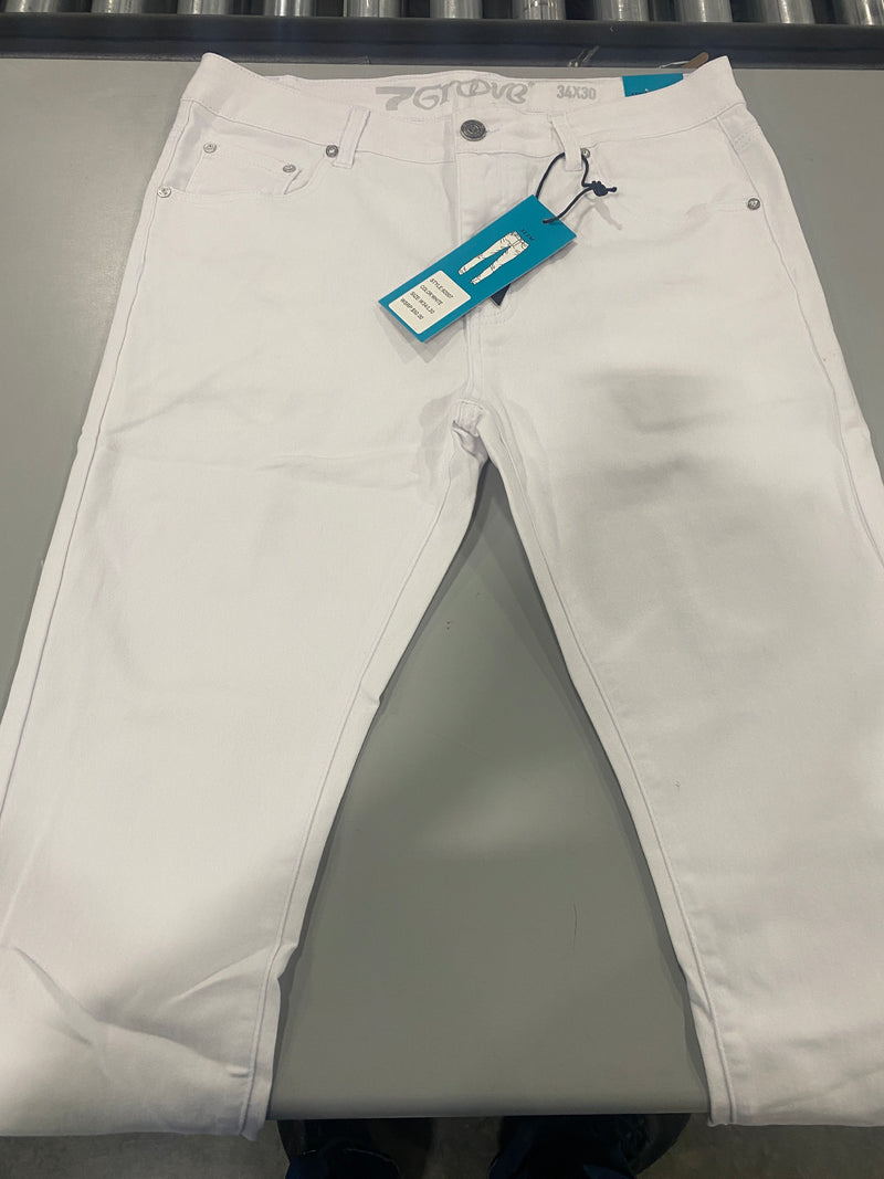 7GROOVE SLIM JEANS - SIZE: MEN W34/L30 - WHITE - Like New