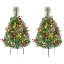 Goplus Set of 2 29" Outdoor Christmas Trees Battery Operated Pre-Lit B08H4WYS4P - Brand New