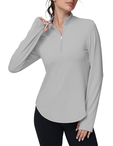 GGVO Women's Golf Polo Long Sleeve V Neck Sun Protection M Gray - Like New