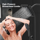 ELLO&ALLO RAIN SHOWER HEAD HANDHELD SPRAY RAINFALL SHOWER HEAD - MATTE BLACK - Like New
