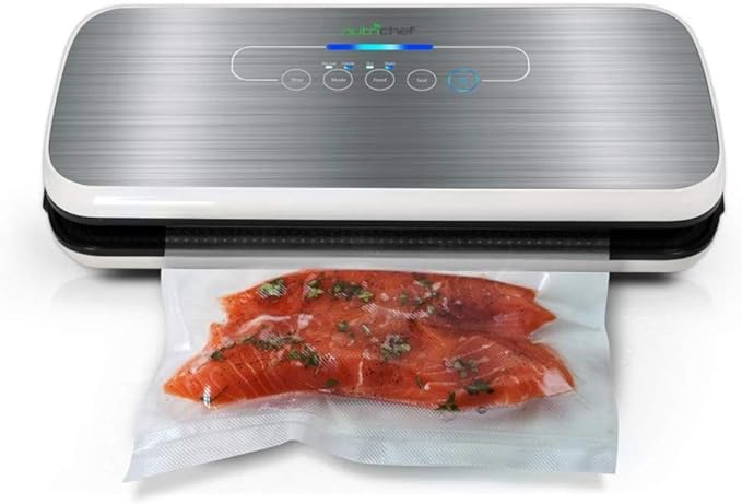 NutriChef - PKVS Vacuum Sealer Machine Starter Set Automatic Bag Sealer - Silver Like New