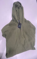 BLUE ICE MEN'S LOOSE FIT WAFFLE KNIT HENLEY PULLOVER HOODIE - SIZE: 3XL - OLIVE - Brand New