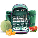 Insulated Picnic Backpack | Portable Picnic Bag | Complete Cutlery | (Green) - Brand New