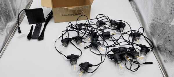 Brightown Outdoor String Lights, 15 Edison Bulbs. Solar, GY-S-E2615 - Black Like New