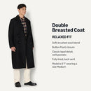 AMAZON ESSENTIALS RELAXED-FIT DOUBLE BREASTED WOOL BLEND LONGLINE - XS - BLACK - Like New