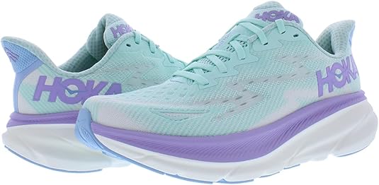 1127896 HOKA ONE ONE Clifton 9 Womens Shoes Sunlit Ocean/Lilac Mist 9 - Like New