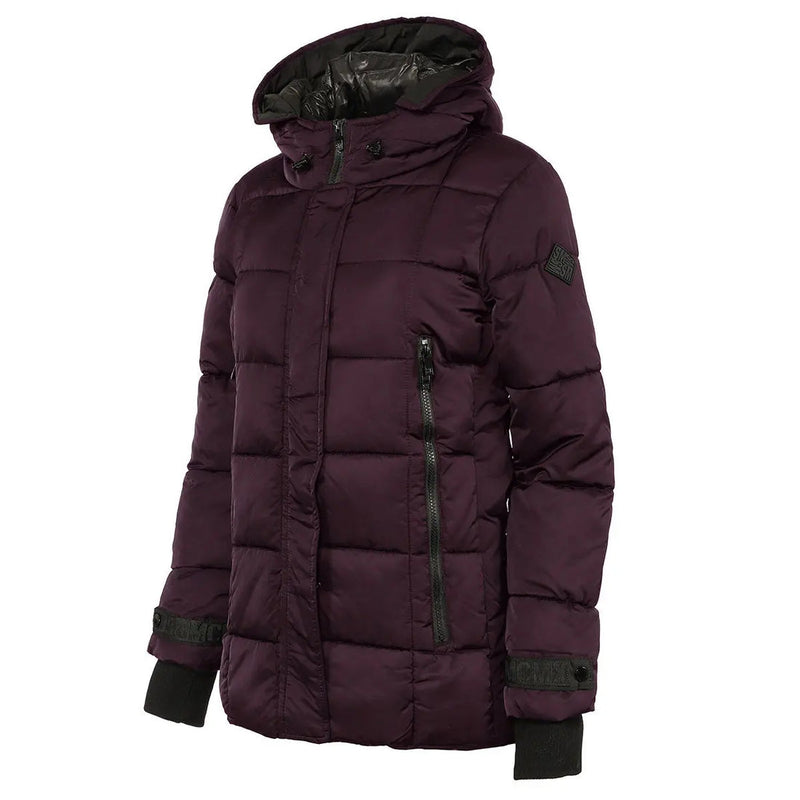 STEVE MADDEN WOMEN'S HOODED PUFFER JACKET - SIZE: WOMEN M - MERLOT - Brand New