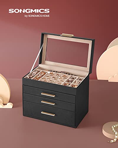 SONGMICS Jewelry Box Organizer with Glass Lid, 4-Layer Jewelry Storage - Like New