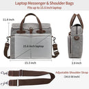 BOVIP LAPTOP BAG MEN 15.6" MESSENGER BAG WATER RESISTANT CANVAS - GRAY - Like New