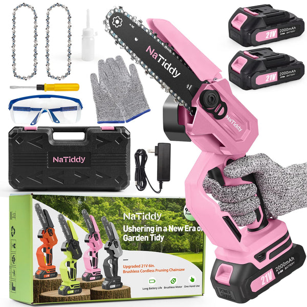 NATIDDY MINI CHAINSAW 6" 21V BATTERY POWERED PORTABLE - Scratch & Dent