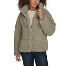 LW4RS005 LEVI'S WOMEN'S LONG LENGTH PATCHWORK QUILTED TEDDY COAT - SEAFOAM - XL - Like New