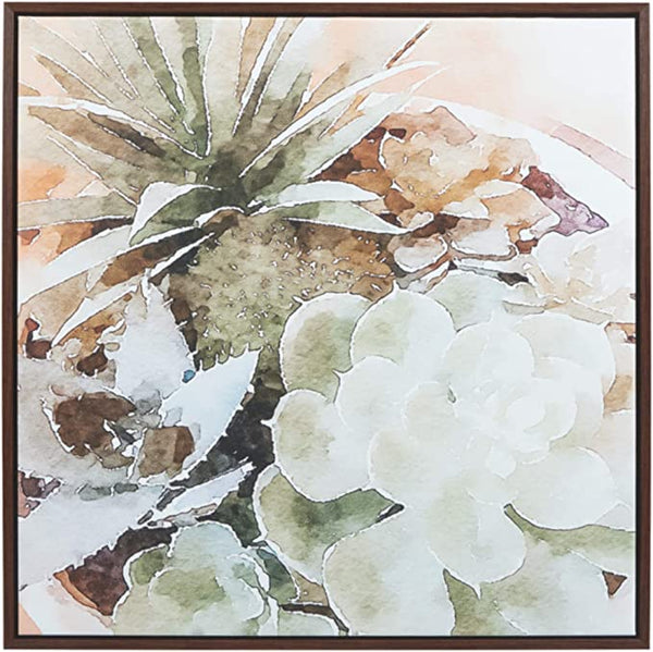 Ashley Markita Modern Floral Framed Canvas Wall Art 32 x 32 Peach And Green New