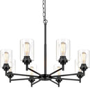 SUCO 33.5'' 8-LIGHT CHANDELIER LIGHTING GLASS SHADES BLACK - 3359-P8-BK - Brand New