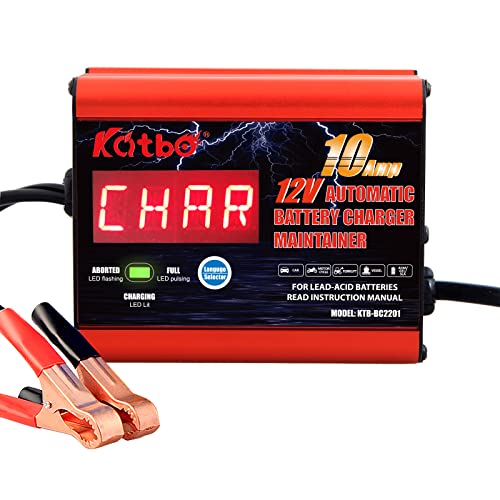 KATBO 10A 12V AUTOMATIC CAR BATTERY CHARGER AND MAINTAINER FLOAT BATTERY RED - Like New