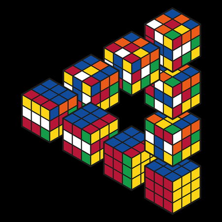 GILDAN RUBIKS CUBE PENROSE TRIANGLE - SIZE: YOUTH YL - BLACK - Like New