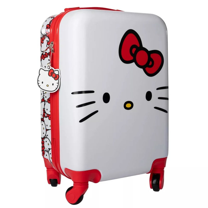 HELLO KITTY HARDSIDE CARRY ON SPINNER SUITCASE - RED/WHITE - Like New