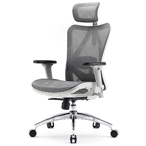 SIHOO M57 ERGONOMIC OFFICE CHAIR WITH 3 WAY ARMRESTS LUMBAR LIGHT GREY M57-M114 - Like New