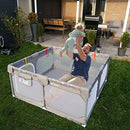 SFCDD 59" ⁓59" Playard with Gates, Detachable Children Fence - Light Grey - Like New