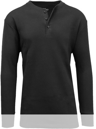 BLUE ICE GBH MEN'S WAFFLE-KNIT HENLEY THERMAL SHIRT - SIZE: MEN L - BLACK - Brand New