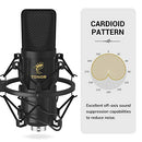 TONOR XLR CONDENSER MICROPHONE PROFESSIONAL CARDIOID STUDIO MIC KIT - BLACK - Like New
