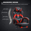 AJS Adjustable Swivel PU Leather Office Chair, Footrest, B08QN8J832 (RED) - Brand New