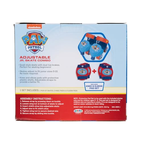 PAW PATROL JUNIOR KNEE AND ELBOW PADS SIZE ADJUSTABLE DESIGN 514331-PB - BLUE - Like New