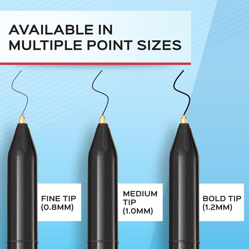 PAPER MATE BALLPOINT STICK PENS, MED POINT, 1.0 MM, BLACK BARREL, BLACK INK - Like New