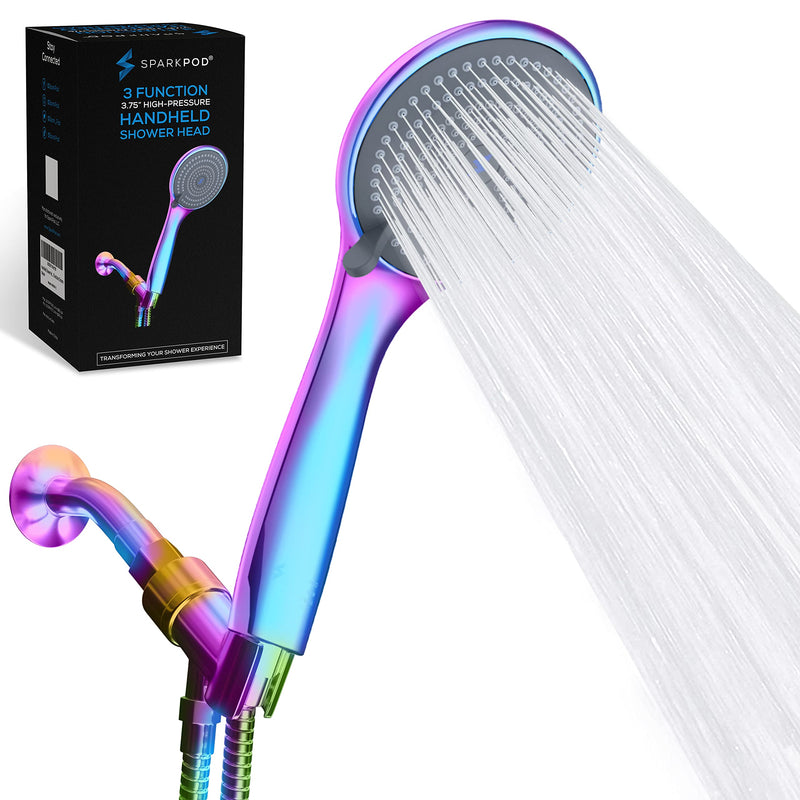 SparkPod High Pressure 3-Function Handheld Shower Head 5 ft. Hose - Rainbow - Like New