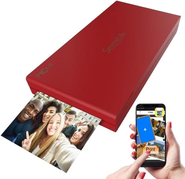 SERENELIFE WIRELESS INSTANT PHOTO PRINTER - PORTABLE BORDERLESS PICTURES - RED - Like New