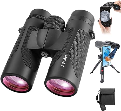 ADASION 12x42 HD Binoculars Adults High Powered Tripod Super Brigh - BLACK Like New