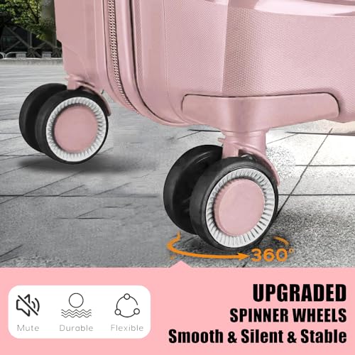 Fancial Expandable Luggage with Spinner Wheels, AT01057-2PC, Pink, 2-Piece Set - Like New