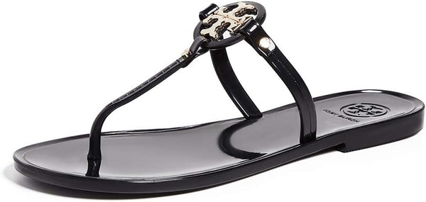 TORY BURCH WOMEN'S MINI MILLER FLIP FLOPS - SIZE: WOMEN 11.5 - PERFECT BLACK - Like New