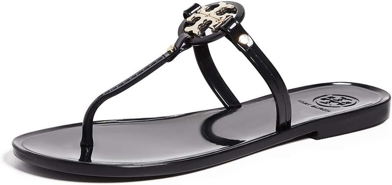TORY BURCH WOMEN'S MINI MILLER FLIP FLOPS - SIZE: WOMEN 11.5 - PERFECT BLACK - Like New