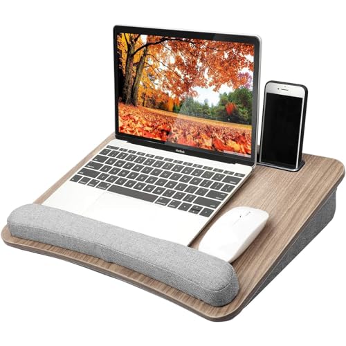 HUANUO PORTABLE LAP LAPTOP DESK WITH PILLOW CUSHION, FITS 15.6" LAPTOP - GRAY - Like New