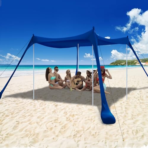 COMMOUDS BEACH TENT CAMPING SUN SHELTER WITH UPF50+ PROTECTION 10 X 10 FT - NAVY - Like New
