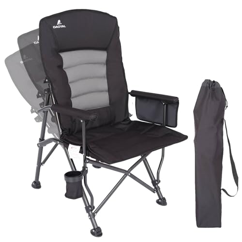 QAOYAL CAMPING CHAIRS FOR ADULTS, ADJUSTABLE BACKREST HEAVY DUTY - BLACK - Like New