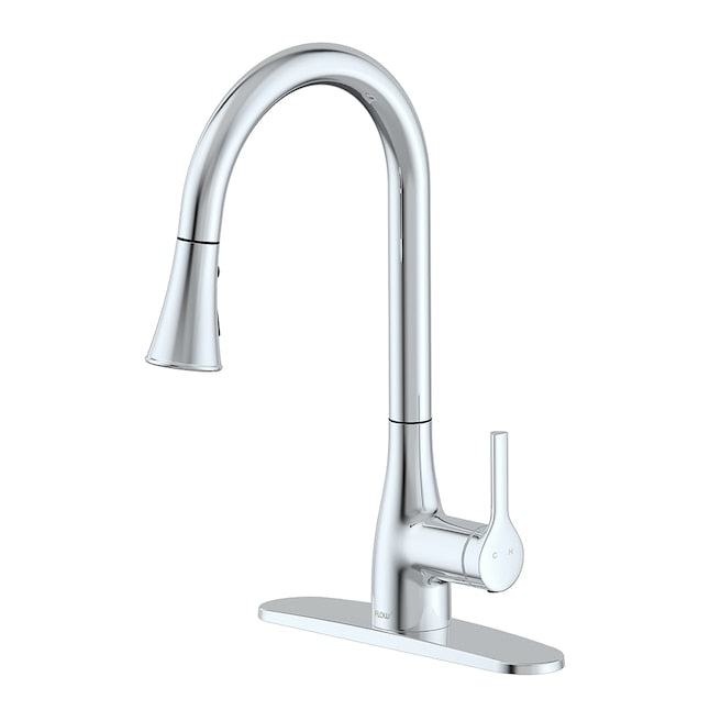 FLOW CHROME SINGLE HANDLE DECK-MOUNT PULL-DOWN KITCHEN FAUCET SPRAYER - CHROME - Like New