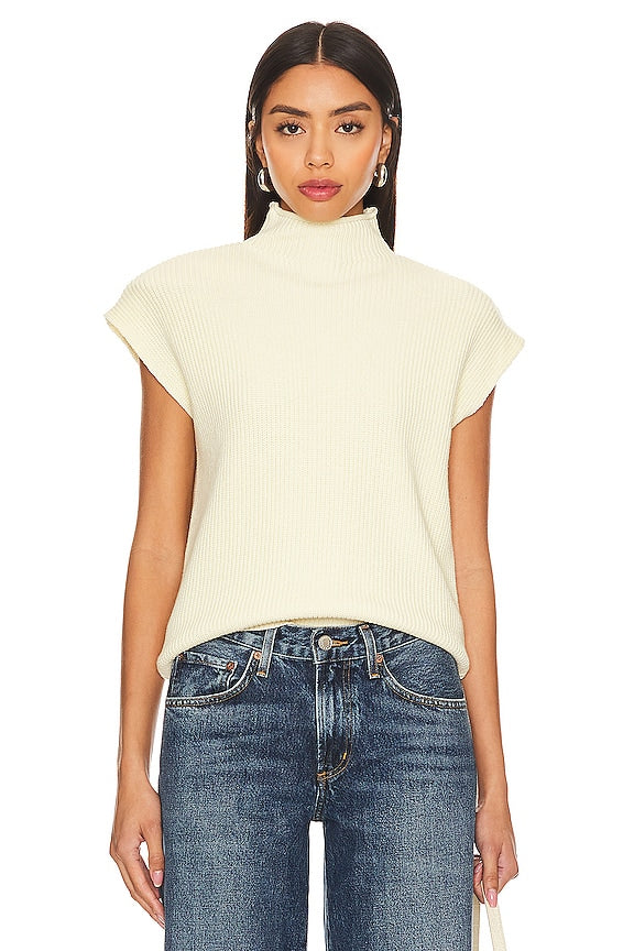 SNDYS MORA SWEATER TURTLENECK KNIT VEST - SIZE: WOMEN M - BUTTER YELLOW - Brand New