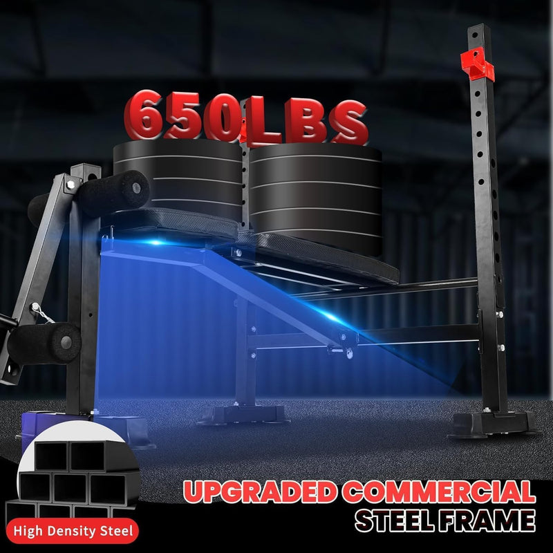 MAIDOMA FOLDABLE 1500LBS 8 IN 1 OLYMPIC WEIGHT BENCH SET SQUAT RACK EARTH BLACK - Like New